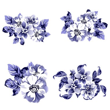 Çiçek açan muhteşem çiçeklerin desen sancak taşıyıcı illüstrasyonu 