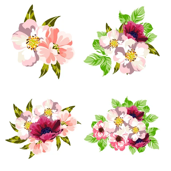 Wiele Piękne Wspaniałe Kwiaty Wzór Sztandar Wektor Ilustracja — Wektor stockowy
