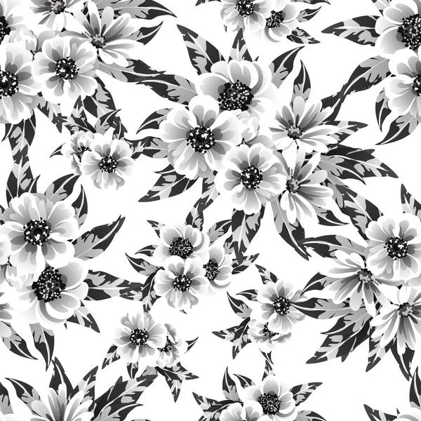 Шаблон Баннер Вектор Иллюстрация Черно Белого Цветка Цветы Белом Фоне — стоковый вектор