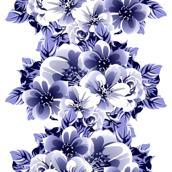 Plantilla Banner Flor Amapolas Azules Simplemente Ilustración Vectorial Sobre Fondo — Vector de stock