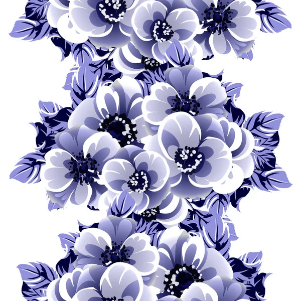 Plantilla Banner Flor Amapolas Azules Simplemente Ilustración Vectorial Sobre Fondo — Vector de stock