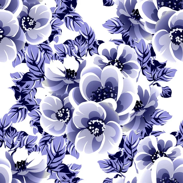 Modèle Bannière Fleur Pavot Bleu Illustration Vectorielle Simple Sur Fond — Image vectorielle