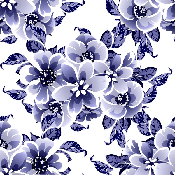 Einfach Vektor Illustration Der Blauen Blumen Banner Vorlage Auf Weißem — Stockvektor