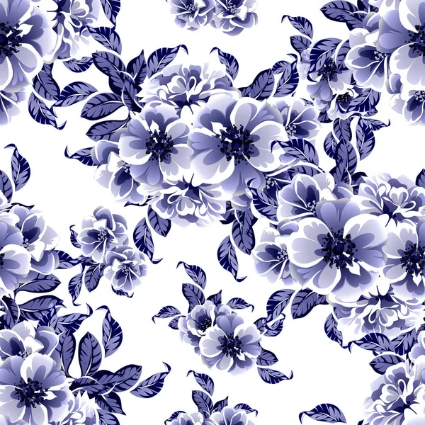 Modèle Bannière Avec Des Fleurs Bleues Illustration Vectorielle Simple Sur — Image vectorielle