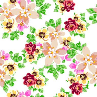 Renkli vintage tarzı çiçekler pürüzsüz desen