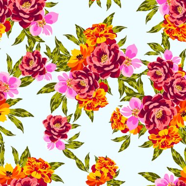 Renkli vintage tarzı çiçekler pürüzsüz desen