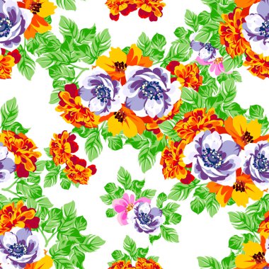 Renkli vintage tarzı çiçekler pürüzsüz desen