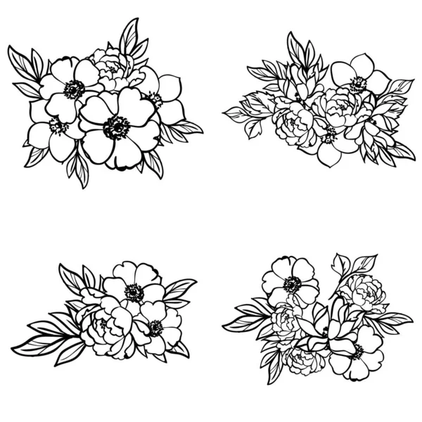 Modèle Fleurs Sans Couture Style Vintage Monochrome — Image vectorielle