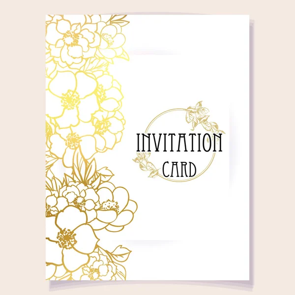 Colored Invitation Card Vintage Style Flowers Pattern — Stock Vector