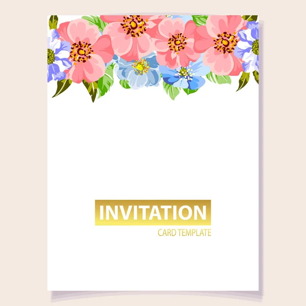 Carte Invitation Colorée Motif Fleurs Style Vintage — Image vectorielle