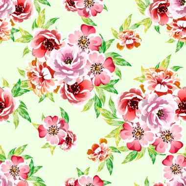 Renkli vintage tarzı çiçekler pürüzsüz desen