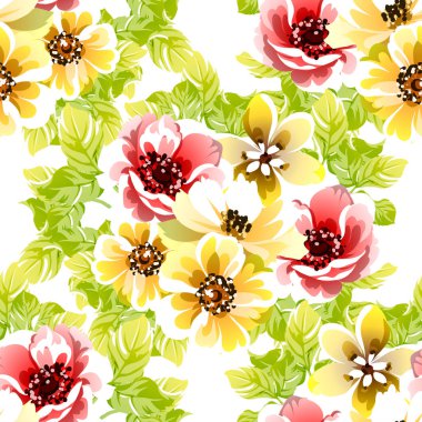 Renkli vintage tarzı çiçekler pürüzsüz desen