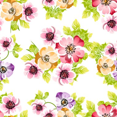 Renkli vintage tarzı çiçekler pürüzsüz desen