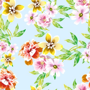 Renkli vintage tarzı çiçekler pürüzsüz desen