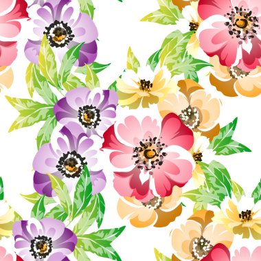 Renkli vintage tarzı çiçekler pürüzsüz desen