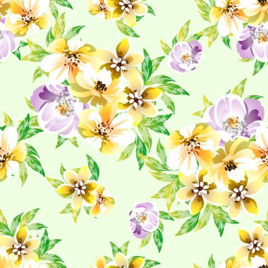 Renkli vintage tarzı çiçekler pürüzsüz desen