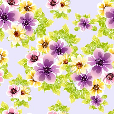 Renkli vintage tarzı çiçekler pürüzsüz desen