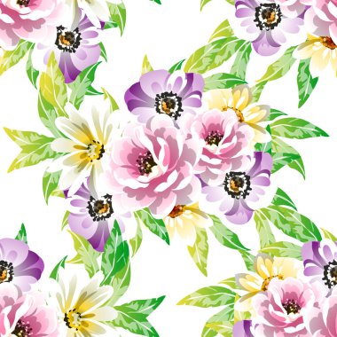 Renkli vintage tarzı çiçekler pürüzsüz desen