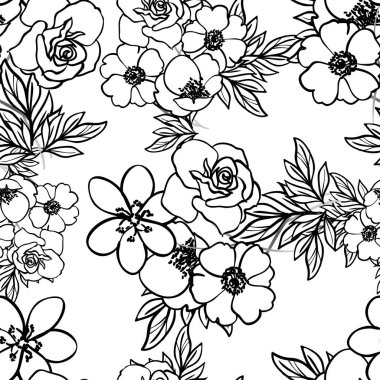 Kusursuz tek renkli klasik çiçek deseni