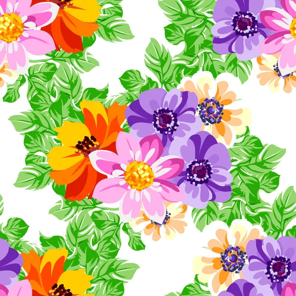 Fleurs Style Vintage Coloré Motif Sans Couture — Image vectorielle