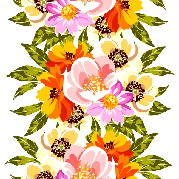 Coloridas Flores Estilo Vintage Patrón Sin Costuras — Vector de stock