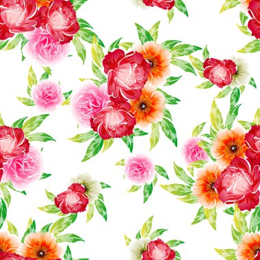 Renkli vintage tarzı çiçekler pürüzsüz desen