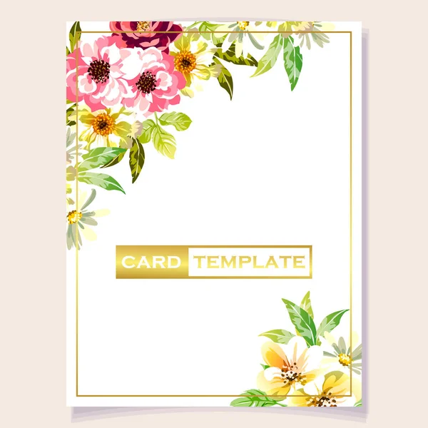 Carte Invitation Colorée Motif Fleurs Style Vintage — Image vectorielle