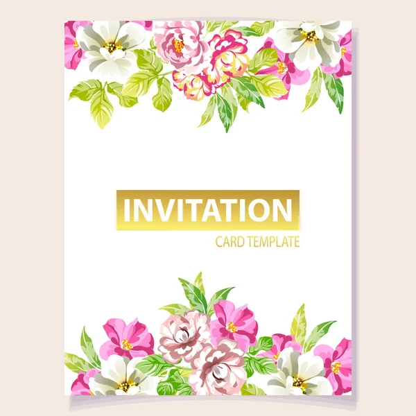 Gekleurde Uitnodigingskaart Vintage Stijl Bloemen Patroon — Stockvector