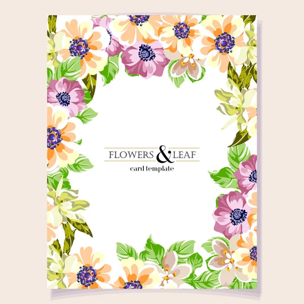 色の招待カード ヴィンテージスタイルの花のパターン — ストックベクタ
