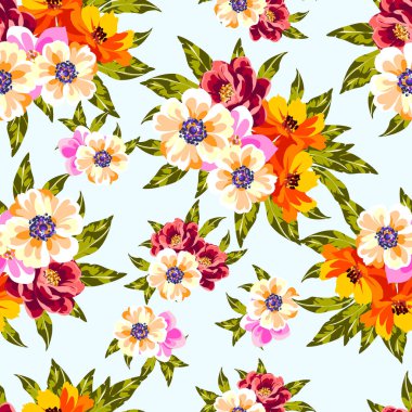 Renkli vintage tarzı çiçekler pürüzsüz desen