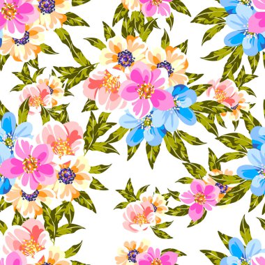 Renkli vintage tarzı çiçekler pürüzsüz desen
