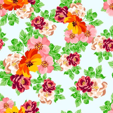 Renkli vintage tarzı çiçekler pürüzsüz desen