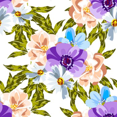 Renkli vintage tarzı çiçekler pürüzsüz desen