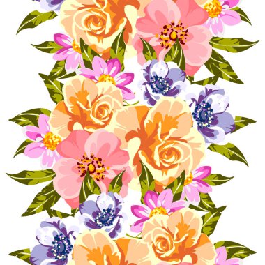 Renkli vintage tarzı çiçekler pürüzsüz desen