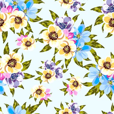 Renkli vintage tarzı çiçekler pürüzsüz desen