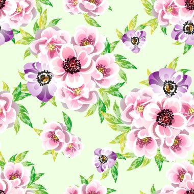 Renkli vintage tarzı çiçekler pürüzsüz desen