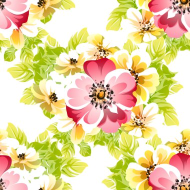 Renkli vintage tarzı çiçekler pürüzsüz desen