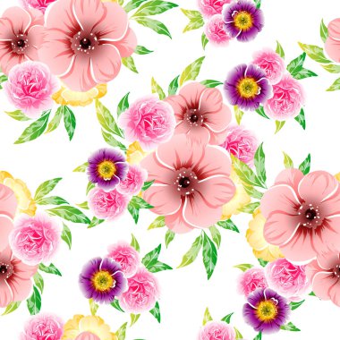 Renkli vintage tarzı çiçekler pürüzsüz desen