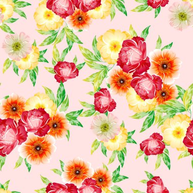 Renkli vintage tarzı çiçekler pürüzsüz desen