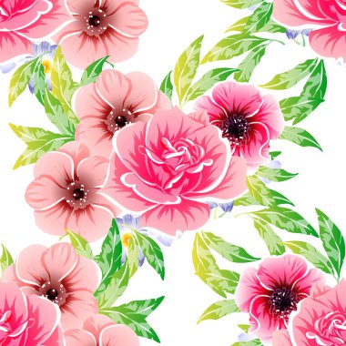 Renkli vintage tarzı çiçekler pürüzsüz desen