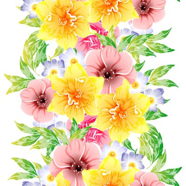 Renkli vintage tarzı çiçekler pürüzsüz desen