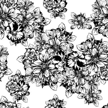 Kusursuz tek renkli klasik çiçek deseni