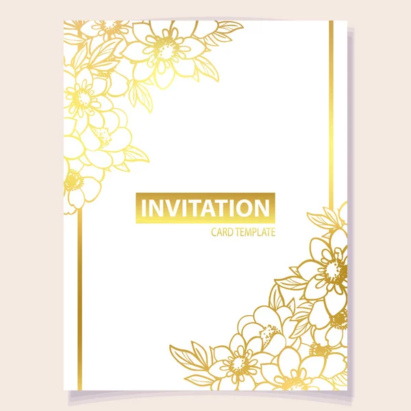 Carte Invitation Colorée Motif Fleurs Style Vintage — Image vectorielle