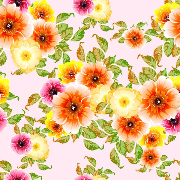 Fleurs Style Vintage Coloré Motif Sans Couture — Image vectorielle