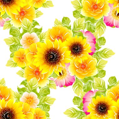 Renkli vintage tarzı çiçekler pürüzsüz desen