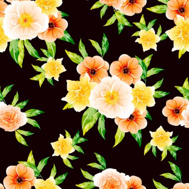 Renkli vintage tarzı çiçekler pürüzsüz desen