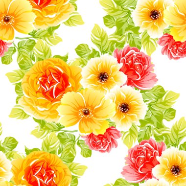 Renkli vintage tarzı çiçekler pürüzsüz desen
