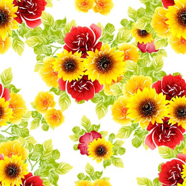 Renkli vintage tarzı çiçekler pürüzsüz desen