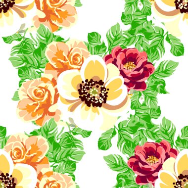 Renkli vintage tarzı çiçekler pürüzsüz desen