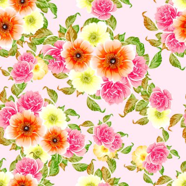 Renkli vintage tarzı çiçekler pürüzsüz desen